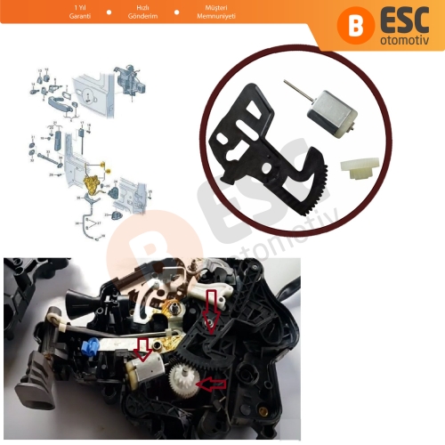 VW Caddy 3 T5 Caravelle İçin Arka Yan Sürgülü Kapı Merkezi Kilit Tamir Dişli Motor Seti 7H0827201BA 2K0843653